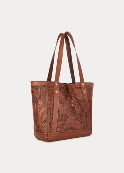 Women's Ralph Lauren Hand-Tooled Leather Tote Bags | 764385GBM